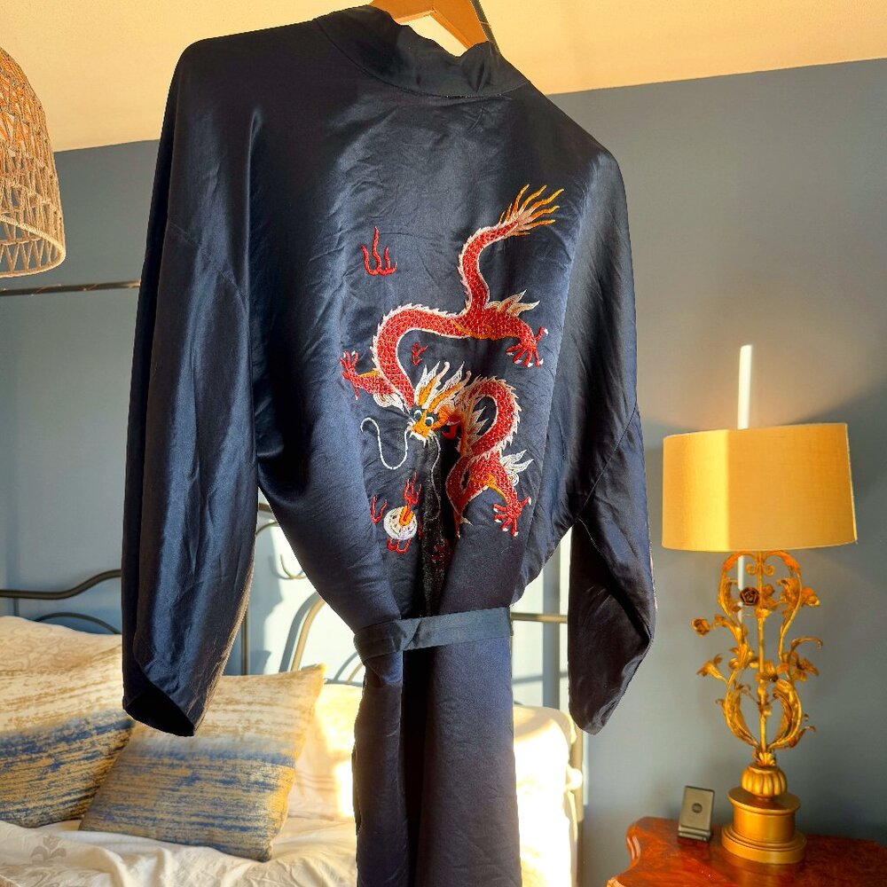 Vintage Black Red Dragon Kimono